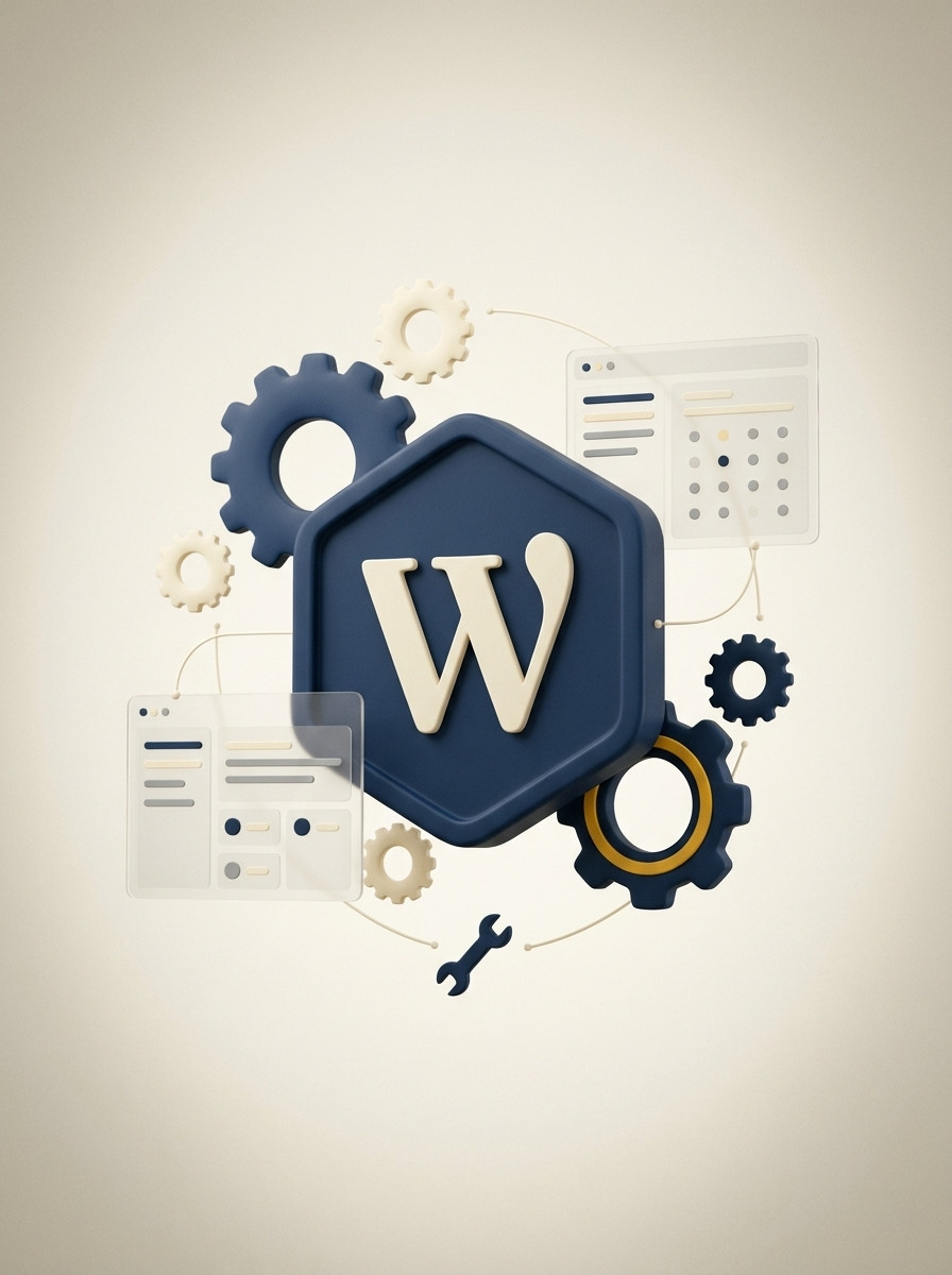 Obsługa WordPress — webmaster przy pracy nad panelem administracyjnym WP