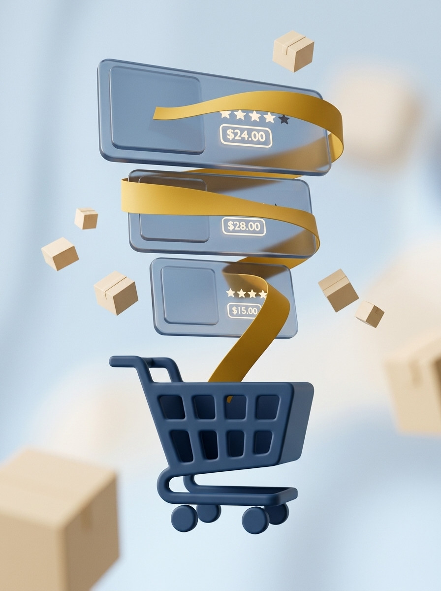 Pozycjonowanie sklepów internetowych — panel e-commerce z widokiem kategorii i produktów