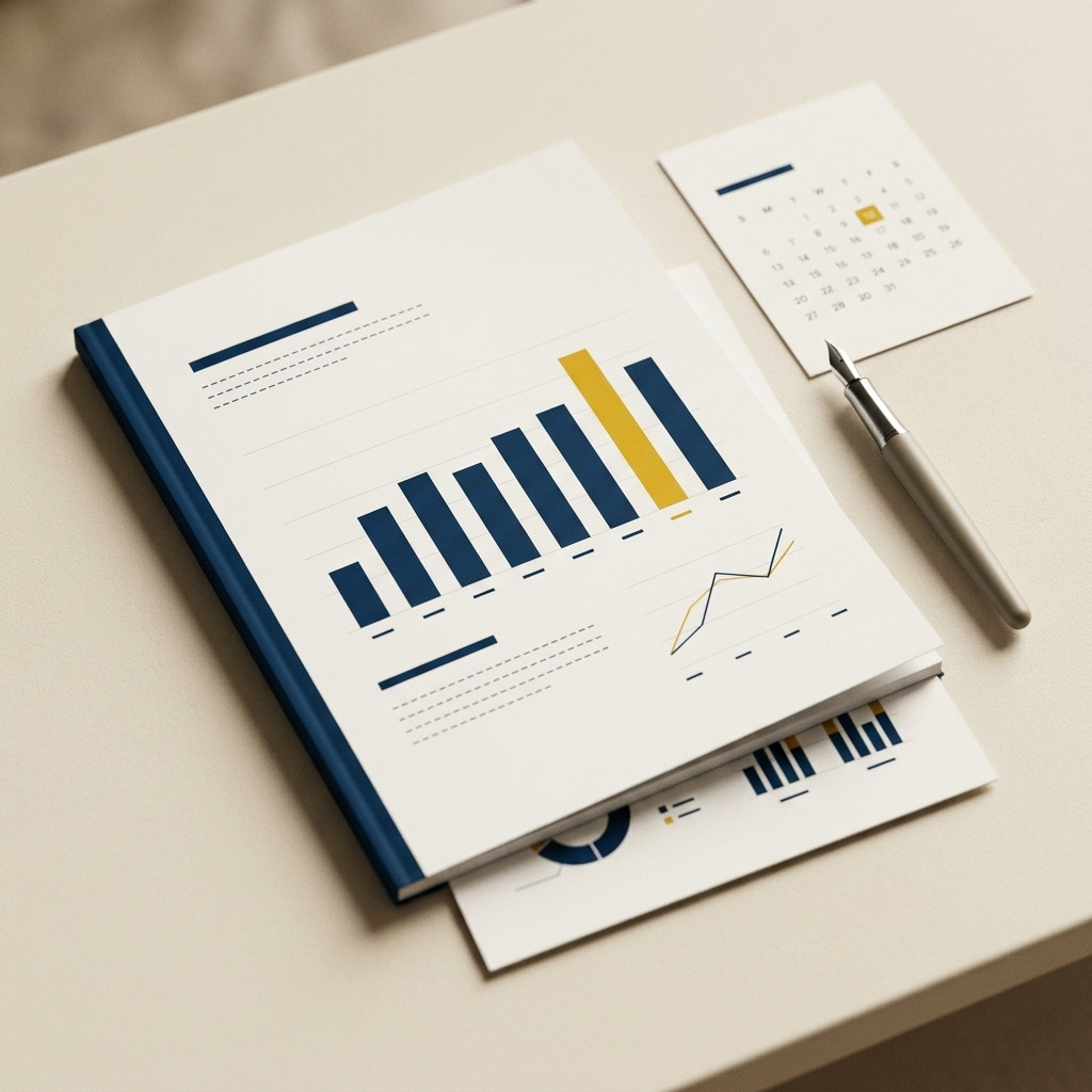 Raport miesięczny SEO — dokument PDF z wykresami pozycji i ruchu